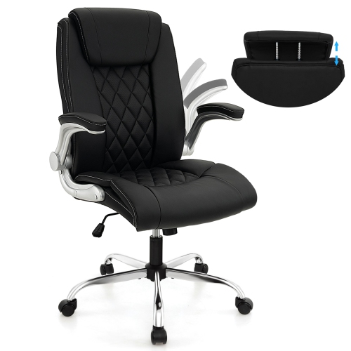 Costway PU Leather Office Chair Height Adjustable Executive Chair with Adjustable Headrest