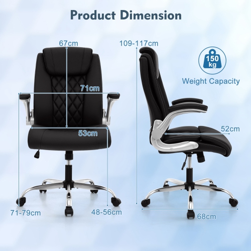 Costway PU Leather Office Chair Height Adjustable Executive Chair with Adjustable Headrest
