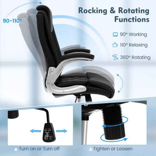 Costway PU Leather Office Chair Height Adjustable Executive Chair with Adjustable Headrest