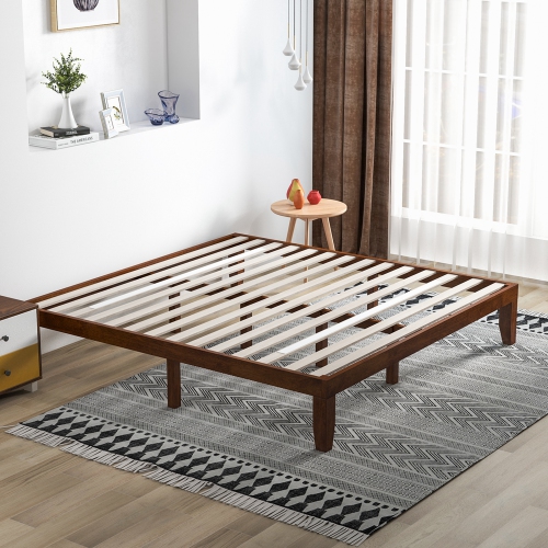 Costway King Size 14'' Wooden Bed Frame Mattress Platform Wood Slats Support