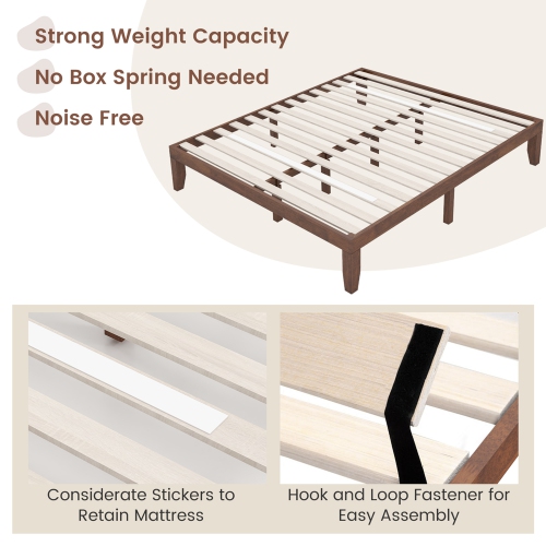 Costway King Size 14'' Wooden Bed Frame Mattress Platform Wood Slats Support