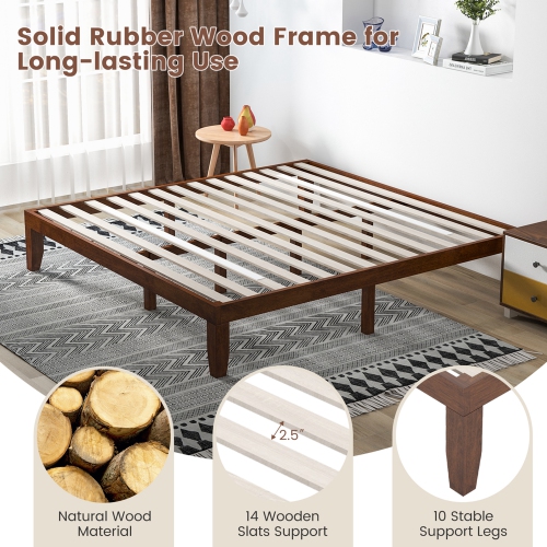Costway King Size 14'' Wooden Bed Frame Mattress Platform Wood Slats Support