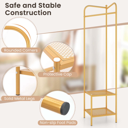 Costway Corner Coat Rack with Shelves Freestanding Hall Tree with Top Hanger