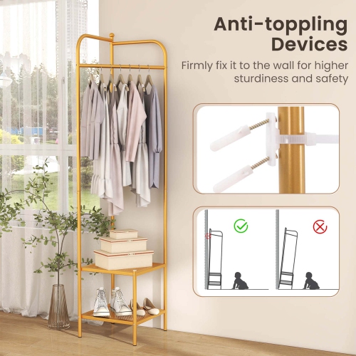 Costway Corner Coat Rack with Shelves Freestanding Hall Tree with Top Hanger