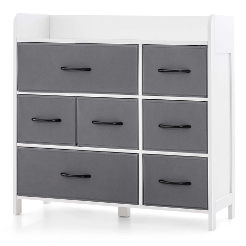 Commode à 7 tiroirs de Costway pour commode de chambre à coucher avec 2 grands bacs en tissu blanc