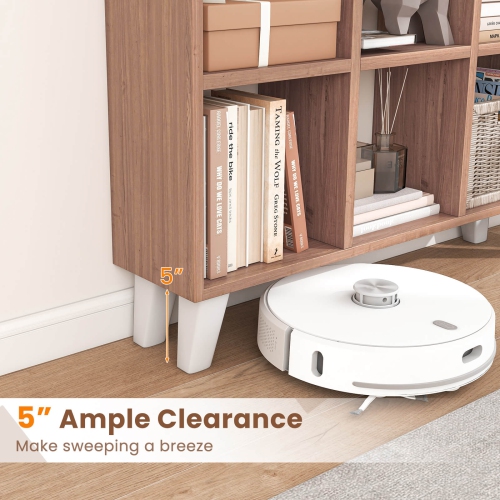 Costway 1 PCS 9-Cube Bookcase with 6 Removable Shelves Raised Support Feet for Living Room Brown