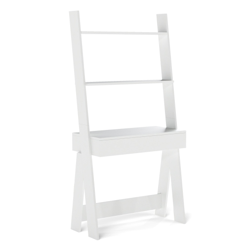 Costway Ladder Shelf Desk Bookcase w/Countertop, Drawer & 2 Shelves Bookshelf