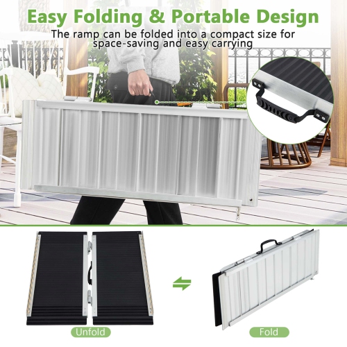 Costway Portable Aluminum Wheelchair Ramp 3 FT with Transition Plate & Non-slip Surface