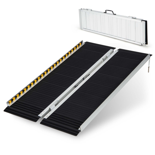 Costway Portable Aluminum Wheelchair Ramp 4 FT with Transition Plate & Non-slip Surface