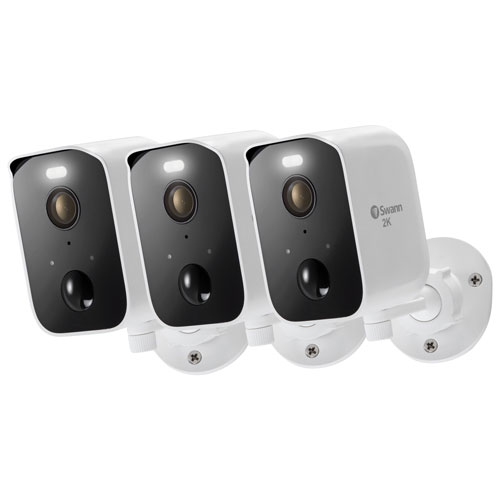 Open Box - Swann CoreCam Pro Wire-Free Indoor/Outdoor 2K Quad HD Security Camera - 3-Pack - White