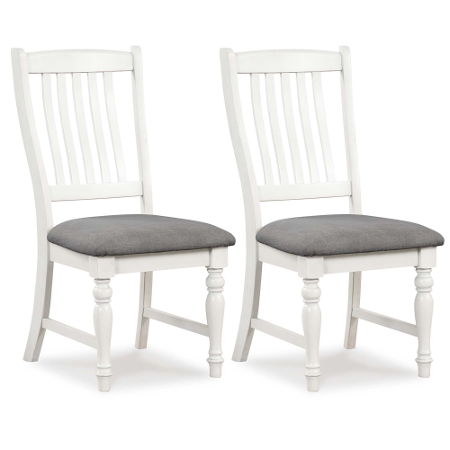 Image 1 de 8.. Ensemble de 2 chaises de salle à manger avec pattes en bois massif et siège rembourré; chaises d'appoint de cuisine blanc et gris de Costway