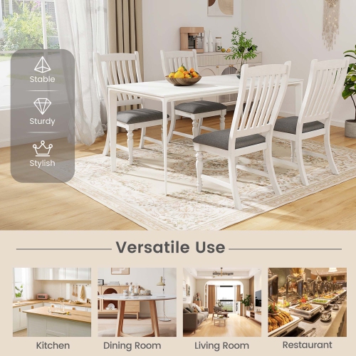Costway Set of 4 Dining Chairs with Solid Wood Legs & Padded Seat Kitchen Side Chair White & Grey