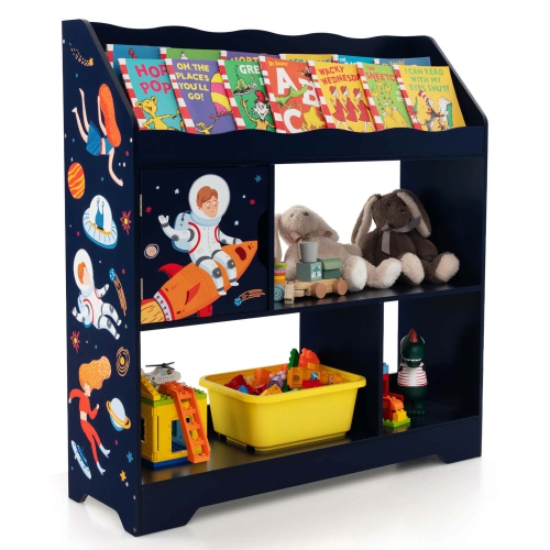 Costway Toy Storage Organizer 3-In-1 Kids Toy Shelf with Book Shelf, Storage Cabinet