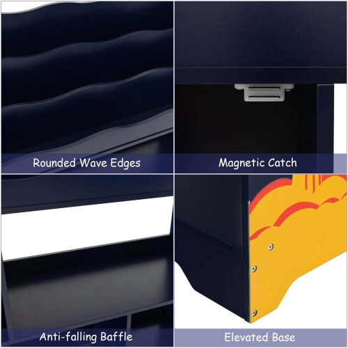 Costway Toy Storage Organizer 3-In-1 Kids Toy Shelf with Book Shelf, Storage Cabinet