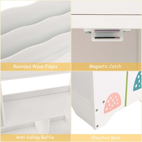 Costway Toy Storage Organizer 3-In-1 Kids Toy Shelf with Book Shelf, Storage Cabinet