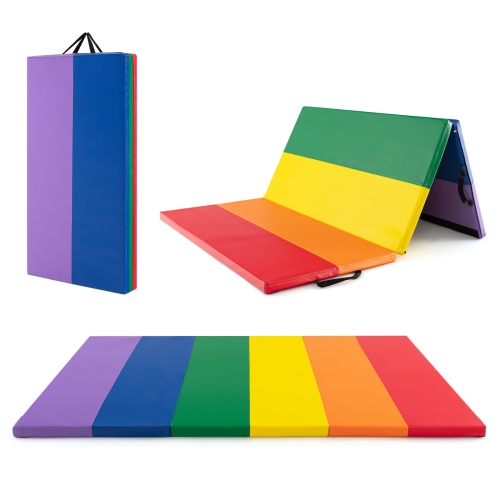 Costway Tri Folding Gymnastics Mat 6 x 4 Tumbling Mat for Kids with Carrying Handles Best Buy Canada