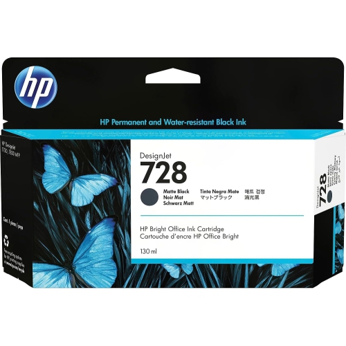 HP  728 130-Ml Matte Designjet Original Ink Cartridge - 3Wx25A In Black 