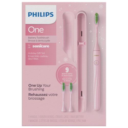 Ensemble des Fêtes avec brosse à dents électrique Philips One par Sonicare - Rose