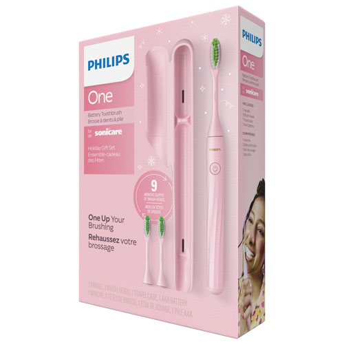 Ensemble des Fêtes avec brosse à dents électrique Philips One par Sonicare - Rose