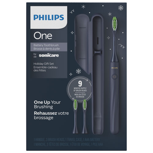 Ensemble des Fêtes avec brosse à dents électrique Philips One par Sonicare - Bleu minuit