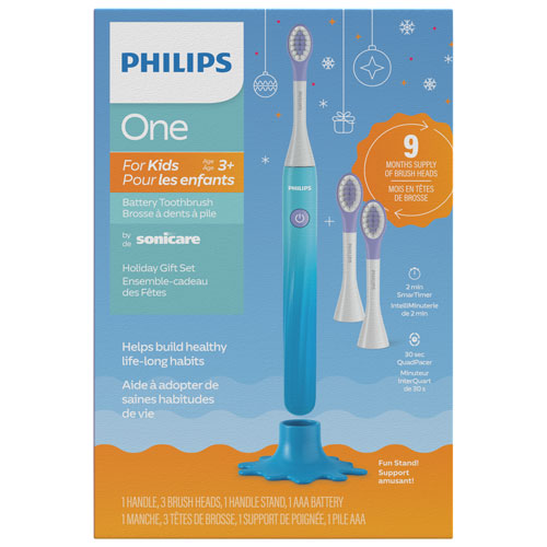 Ensemble des Fêtes avec brosse à dents électrique pour enfants Philips One par Sonicare - Bleu