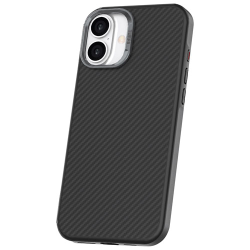 Étui rigide ajusté Carbon Fibre de TUFF8 pour iPhone 16 - Noir