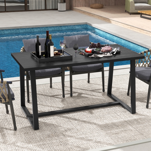 Costway 63" Large Dining Table for 4-6 People with Heavy-duty Metal Frame Modern