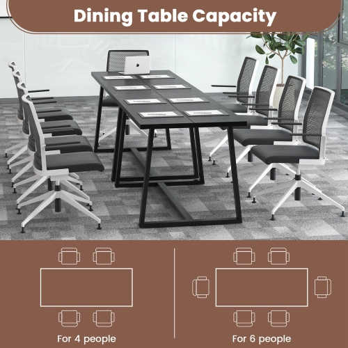 Costway 63" Large Dining Table for 4-6 People with Heavy-duty Metal Frame Modern