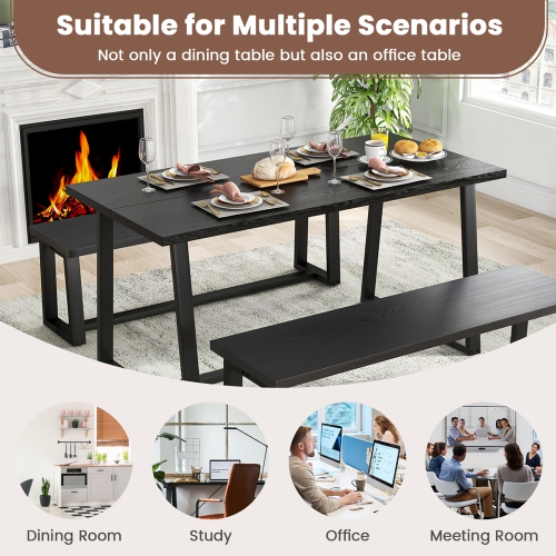 Costway 63" Large Dining Table for 4-6 People with Heavy-duty Metal Frame Modern