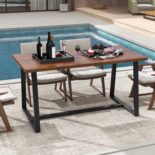 Costway 63" Large Dining Table for 4-6 People with Heavy-duty Metal Frame Modern