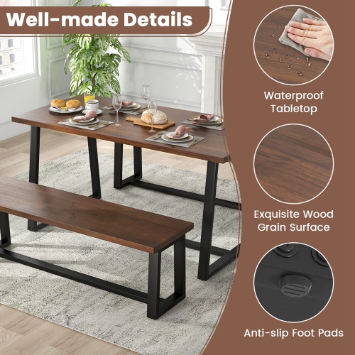 Costway 63" Large Dining Table for 4-6 People with Heavy-duty Metal Frame Modern