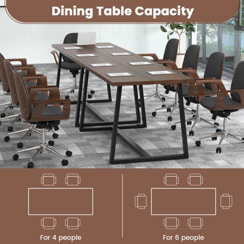 Costway 63" Large Dining Table for 4-6 People with Heavy-duty Metal Frame Modern