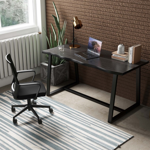 Grande table de salle à manger de 63 po de Costway pour 4-6 personnes avec cadre en métal robuste Wavy Edge