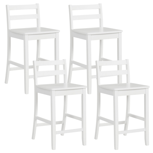 COSTWAY  24-Inch Wooden Bar Stools Set Of 4 With Ergonomic Backrest Counter Height Stools