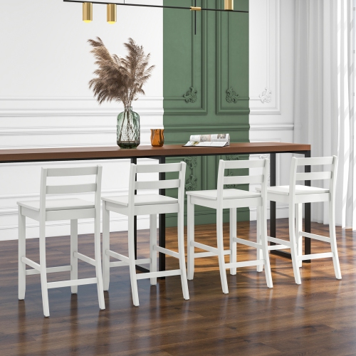 Ensemble de 4 tabourets de bar en bois de 24 po de Costway avec dossier ergonomique à hauteur de comptoir