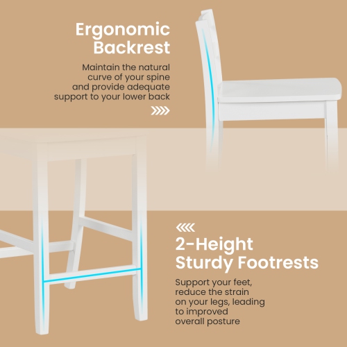 Ensemble de 4 tabourets de bar en bois de 24 po de Costway avec dossier ergonomique à hauteur de comptoir