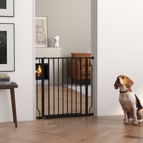 PawHut – barrière pour chiens très large de 30 à 34 po avec porte, double système de verrouillage, barrière facile à installer pour escalier, couloir