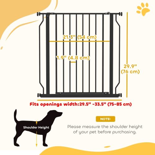 PawHut – barrière pour chiens très large de 30 à 34 po avec porte, double système de verrouillage, barrière facile à installer pour escalier, couloir