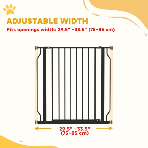 PawHut – barrière pour chiens très large de 30 à 34 po avec porte, double système de verrouillage, barrière facile à installer pour escalier, couloir