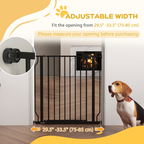 PawHut – barrière pour chiens très large de 30 à 34 po avec porte, double système de verrouillage, barrière facile à installer pour escalier, couloir