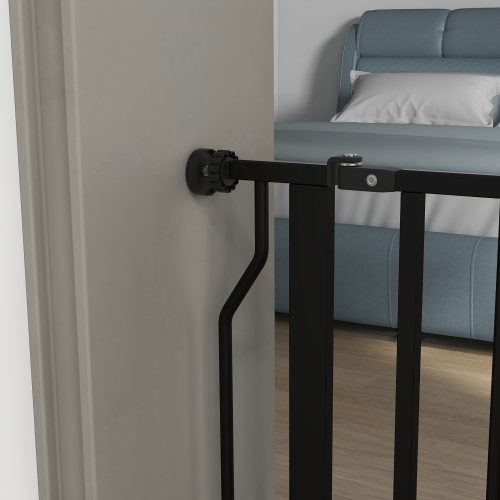 PawHut – barrière pour chiens très large de 30 à 34 po avec porte, double système de verrouillage, barrière facile à installer pour escalier, couloir