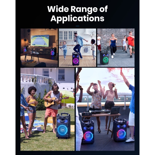 Moukey MTs10-2 10" Karaoke Machine Portable PA Trolley Speaker with Bluetooth/2 Mics