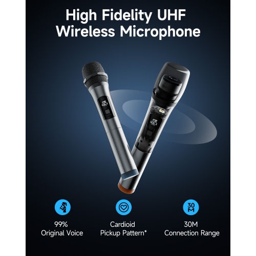 Moukey MTs10-2 10" Karaoke Machine Portable PA Trolley Speaker with Bluetooth/2 Mics