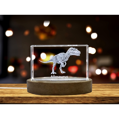 Image 1 de 6.. Allosaurus Dinosaur 3D cristal gravé Keepsake/cadeau/décor/objet de collection/souvenir