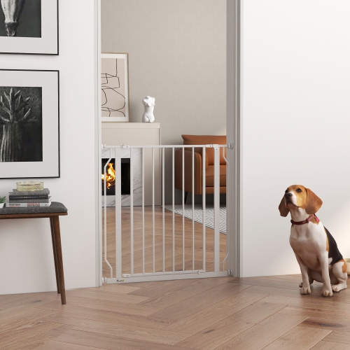 PawHut – très large barrière pour chiens de 30 à 34 po avec porte, double système de verrouillage, barrière facile à installer pour escaliers,