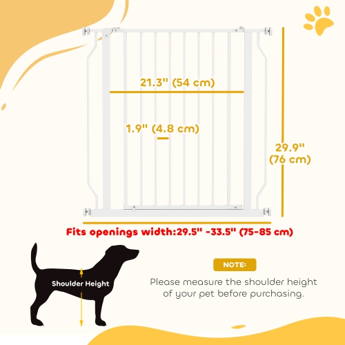 PawHut – très large barrière pour chiens de 30 à 34 po avec porte, double système de verrouillage, barrière facile à installer pour escaliers,