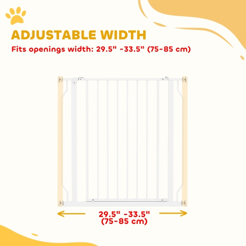 PawHut – très large barrière pour chiens de 30 à 34 po avec porte, double système de verrouillage, barrière facile à installer pour escaliers,