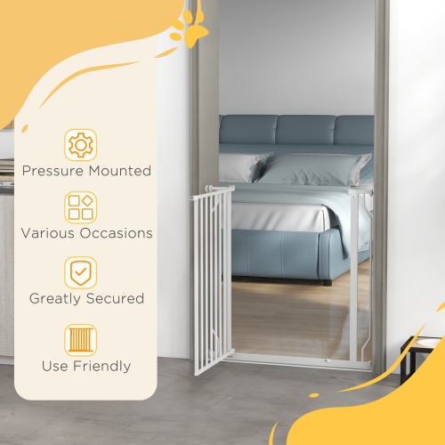 PawHut – très large barrière pour chiens de 30 à 34 po avec porte, double système de verrouillage, barrière facile à installer pour escaliers,