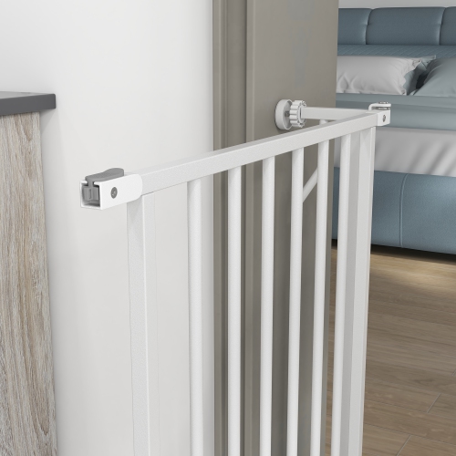 PawHut – très large barrière pour chiens de 30 à 34 po avec porte, double système de verrouillage, barrière facile à installer pour escaliers,