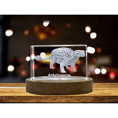 Image 1 de 6.. Ankylosaurus Dinosaur 3D Keepsake en cristal gravé/cadeau/décor/objet de collection/souvenir